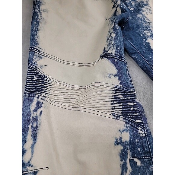 1738 Dynasty Jeans Mens 48 52x31 Moto Blue Bleach High Stretch Distressed Y2K - Picture 5 of 15